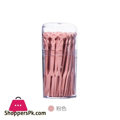 Cartoon animal disposable box containing 50 plastic Dim sum fruit color two tooth cake fork