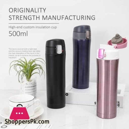 500ml Thermos Stainless Steel insulated Thermal Cup Bottle Travel Mug Water Vacuum Cup School Home Tea Coffee Drink Bottle Cup