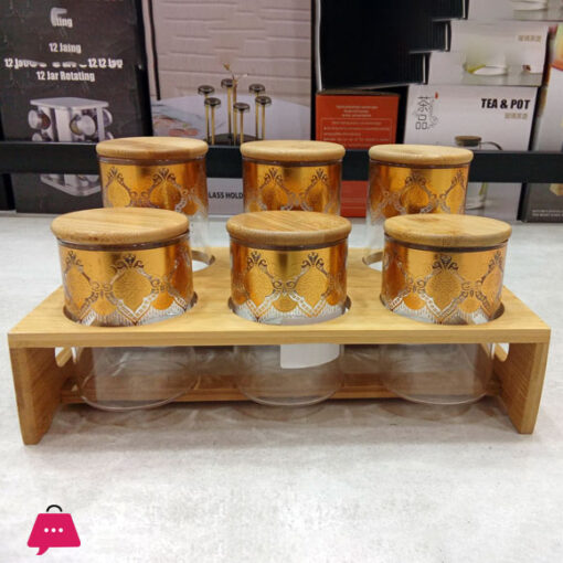 6-Piece Jar Set Wood Stand