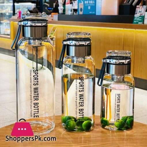 Borosilicate Glass Water Bottle with Glass Lid for Hot Cold Drinks Tea Infuser Tumbler with Strainer Transparent Drink Bottle