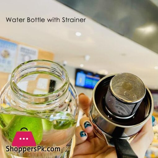 Borosilicate Glass Water Bottle with Glass Lid for Hot Cold Drinks Tea Infuser Tumbler with Strainer Transparent Drink Bottle