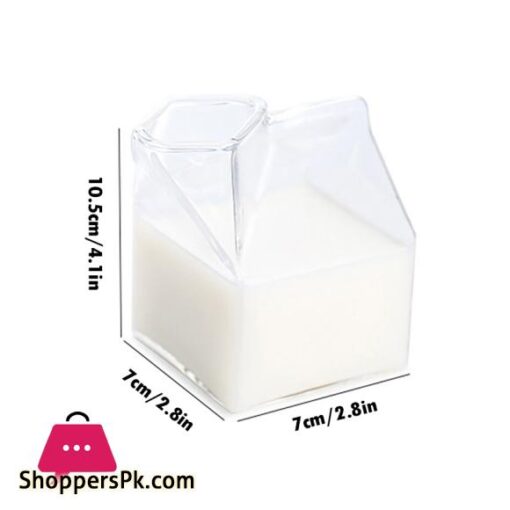 1Pc 250ML Half Pint Milk Carton Style Creative Mini Creamer Jug Glass Milk Mug