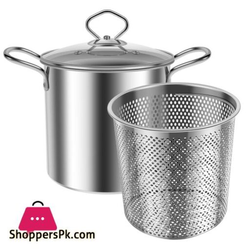 Deep Fryer Pot with Strainer Basket 3.5L Stainless Steel for French Fries Chicken Kitchen Pans