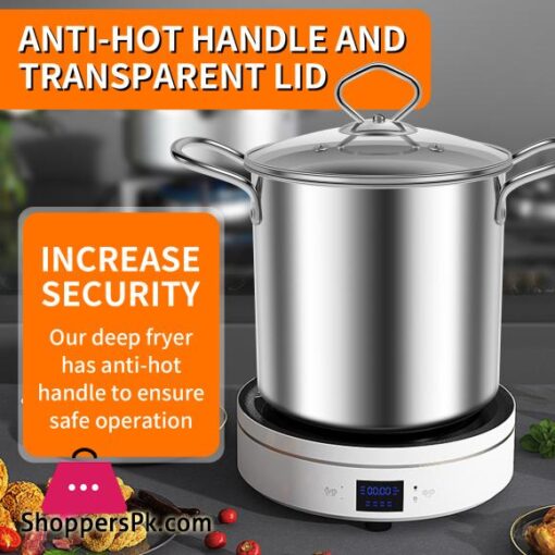 Deep Fryer Pot with Strainer Basket 3.5L Stainless Steel for French Fries Chicken Kitchen Pans