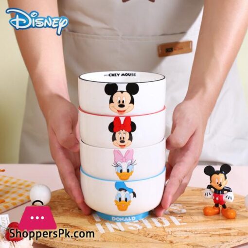 Disney Anime Bowls Mickey Minnie Donald Duck Children Family Ceramic Fruit Rice Bowl 400Ml