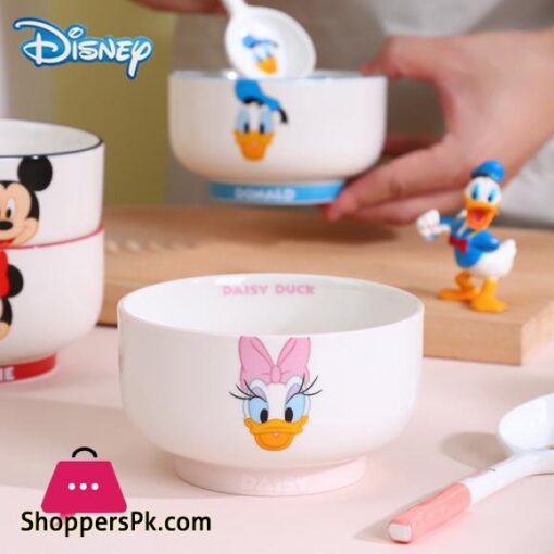 Disney Anime Bowls Mickey Minnie Donald Duck Children Family Ceramic Fruit Rice Bowl 400Ml