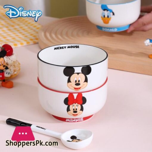 Disney Anime Bowls Mickey Minnie Donald Duck Children Family Ceramic Fruit Rice Bowl 400Ml