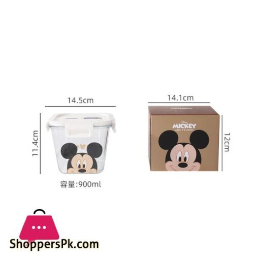 Disney Mickey Minnie Daisy Glass Crisper With Lid Lunch Box Microwave Heating Sealed Box Food-grade Cute Fruit Lunch Box 900ml