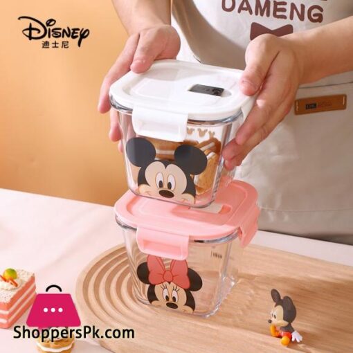 Disney Mickey Minnie Daisy Glass Crisper With Lid Lunch Box Microwave Heating Sealed Box Food-grade Cute Fruit Lunch Box 900ml