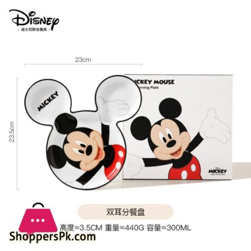 Disney Mickey Mouse Cartoon Cute Dinner Plate Home Breakfast Ceramics Creative Grid Plate Child Tableware