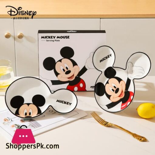 Disney Mickey Mouse Cartoon Cute Dinner Plate Home Breakfast Ceramics Creative Grid Plate Child Tableware