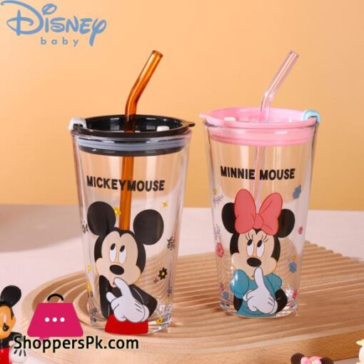 Disney Sippy Cup Mickey Mouse Large Capacity Water Cup Child Glass Portable Student Milk Cup