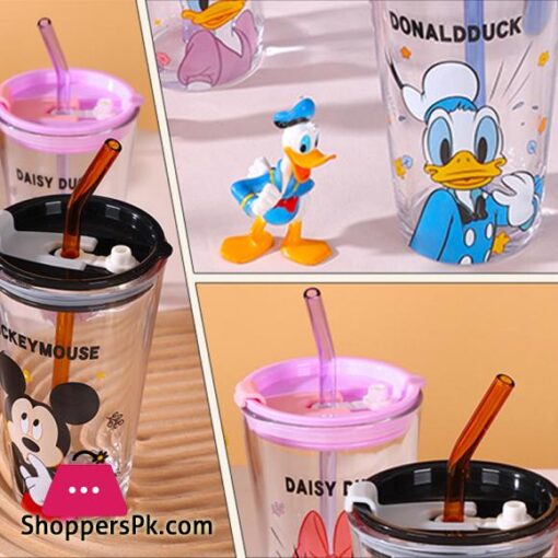 Disney Sippy Cup Mickey Mouse Large Capacity Water Cup Child Glass Portable Student Milk Cup