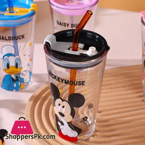 Disney Sippy Cup Mickey Mouse Large Capacity Water Cup Child Glass Portable Student Milk Cup