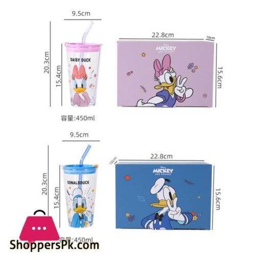 Disney Sippy Cup Mickey Mouse Large Capacity Water Cup Child Glass Portable Student Milk Cup