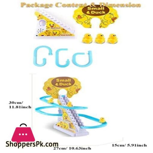 Duck Slide Toy Set Funny Automatic Stair Climbing Ducklings Cartoon Race Track Set Little Lovely Duck Slide Toy Escalator Toy with Lights and Music 3 sliding ducks Multi