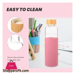 AJF Glass Water Bottle With Wooden Cap Bamboo Cover 750ml Capacity Assorted Colors