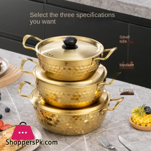 Golden Cooking Pot Hammer Pattern with Cover Special Pot for Golden Instant Noodle Pot for Cooking 22CM