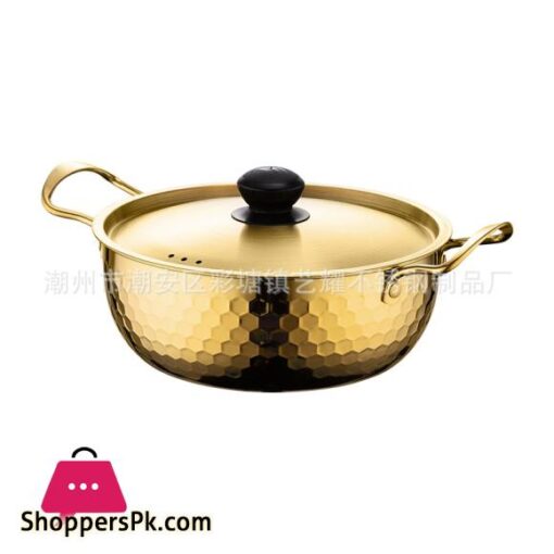 Golden Cooking Pot Hammer Pattern with Cover Special Pot for Golden Instant Noodle Pot for Cooking 22CM