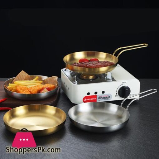 Golden Frying Pan Stainless Steel Steak Skillet Roasting Cooking Kitchen Cookware 20CM