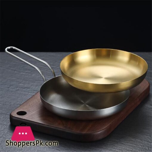 Golden Frying Pan Stainless Steel Steak Skillet Roasting Cooking Kitchen Cookware 20CM