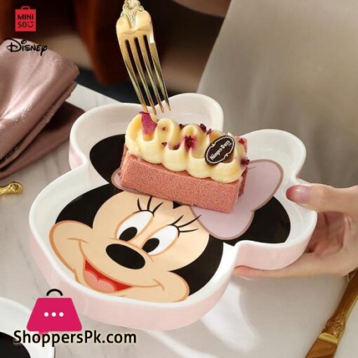 Miniso Disney Mickey & Minnie Ceramic Dish Cute Cartoon Meal Tray Microwave Oven Resistant Fruit Plate