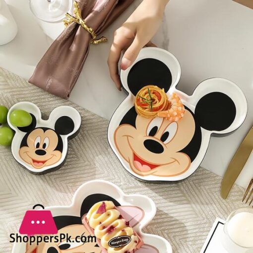 Miniso Disney Mickey & Minnie Ceramic Dish Cute Cartoon Meal Tray Microwave Oven Resistant Fruit Plate