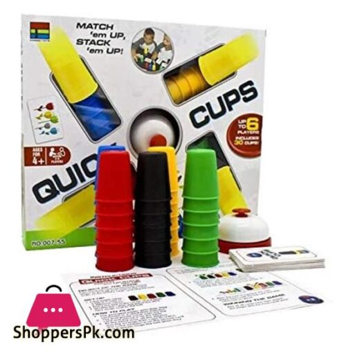 Quick Cups Games for KidsClassic Speed Cup Game for Parent Child Interactive Stacking Cups Game with 24 Picture Cards 30 Cups 6 Sets of 5 Colors Each Bell Instructions