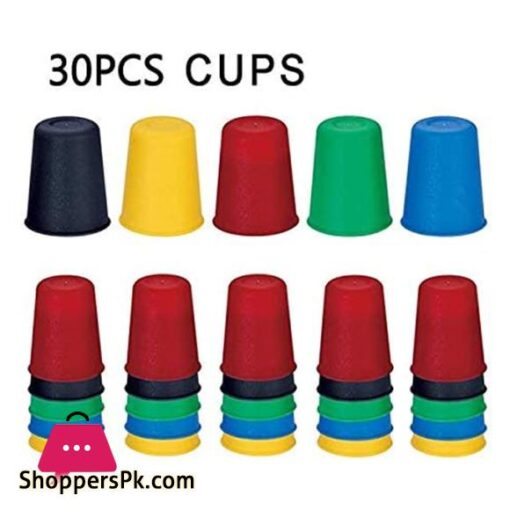 Quick Cups Games for KidsClassic Speed Cup Game for Parent Child Interactive Stacking Cups Game with 24 Picture Cards 30 Cups 6 Sets of 5 Colors Each Bell Instructions