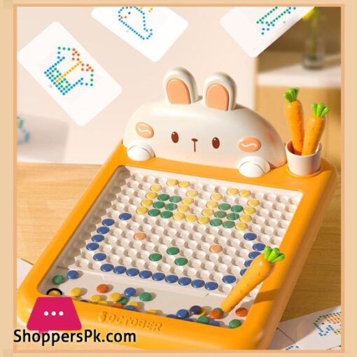 Rabbit Magnetic Drawing Board Bunny Doodle Board with Magnet Beads and Pen for Kids