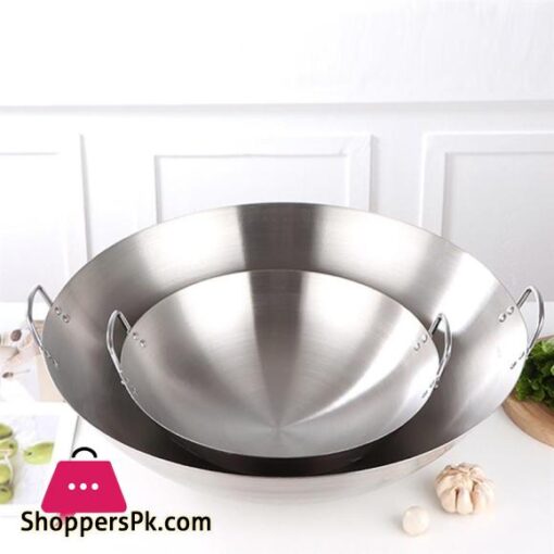 Stainless Steel Wok Round Bottom Wok Capacity Saute Pan - 36CM