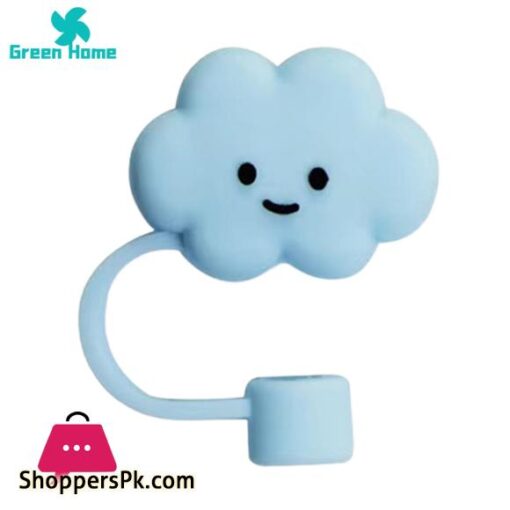 Green Home Straw Dust Cover Cloud Shape Innovative Cloud Smiley Face Straw Cover