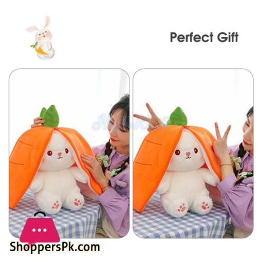 Strawberry Rabbit Plush Cute Bunny 2 In 1 Long Ear Fruit Animal Stuffed DollPlush Toys Creative Transformation Of Rabbit Doll Plush Doll Reversible Carrot Strawberry Bunny Plush