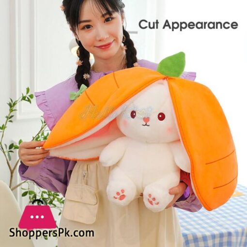 Strawberry Rabbit Plush Cute Bunny 2 In 1 Long Ear Fruit Animal Stuffed DollPlush Toys Creative Transformation Of Rabbit Doll Plush Doll Reversible Carrot Strawberry Bunny Plush