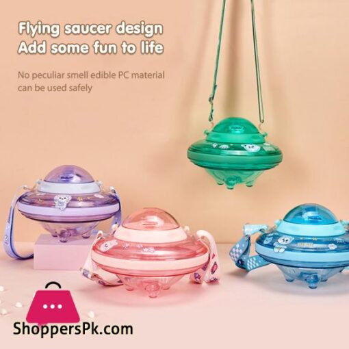 UFO Shape Plastic Cup Summer Cute Water Bottle with Rope 550ml