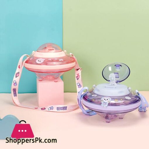 UFO Shape Plastic Cup Summer Cute Water Bottle with Rope 550ml