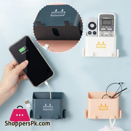 Wall-Mounted Storage Box Storage Rack Shelf Organizer Hooks Remote Control Mobile Phone Holder