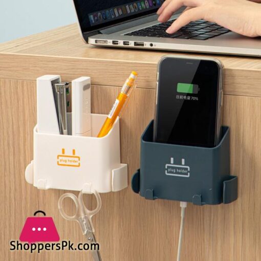 Wall-Mounted Storage Box Storage Rack Shelf Organizer Hooks Remote Control Mobile Phone Holder