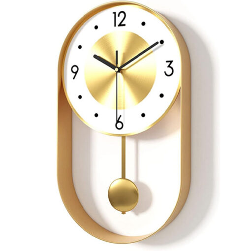 Decorative Modern Pendulum Wall Clock Decorative & Unique Metal Frame Contemporary Design Wall Clock for Living Room