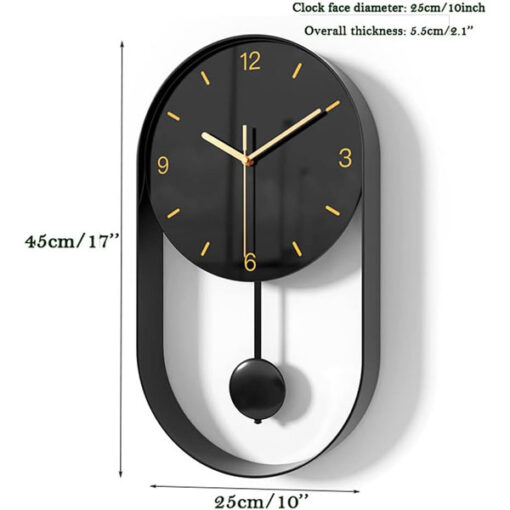 Decorative Modern Pendulum Wall Clock Decorative & Unique Metal Frame Contemporary Design Wall Clock for Living Room