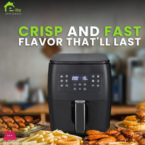 E-Lite High Speed Digital AIR FRYER - BLACK - 7 Liter EAF-001