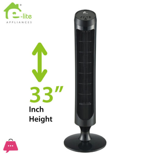 E-Lite Tower Fan – 33"INCHES – BLACK - ETF-001