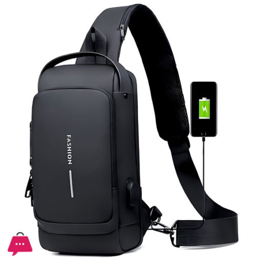 Fashion Sling Bag With Combination Lock USB Charging Port Water Proof Anti Scratch Shoulder Bag Crossbody Unisex Bag Chest Bag