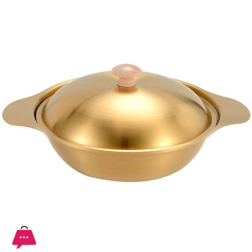 Golden Cooking Pot with Handle Stainless Steel Pots Kitchen Accessory - 24CM