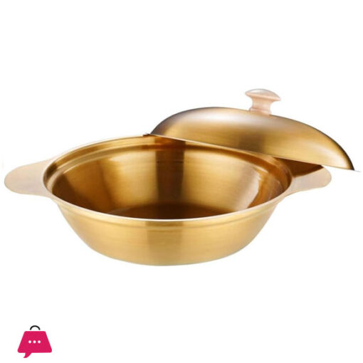 Golden Cooking Pot with Handle Stainless Steel Pots Kitchen Accessory - 24CM