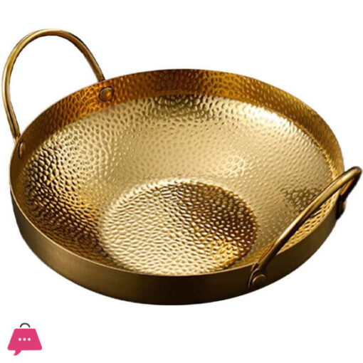 Golden Double Handle Pot Stainless Steel Pan Stovetop Cooking Pot - 22CM