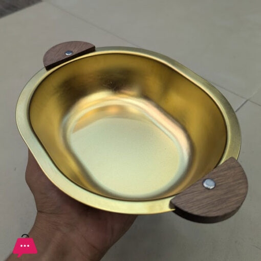 Golden Greavy Bowl with Wooden Handle