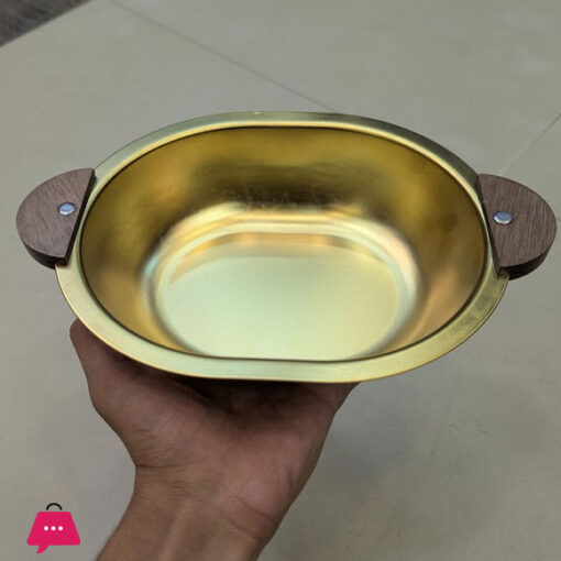 Golden Greavy Bowl with Wooden Handle