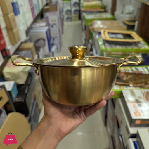 Golden Pot Koreanstyle Noodle Pot with Double Handles Cooking Soup Pot stainless Steel -22CM