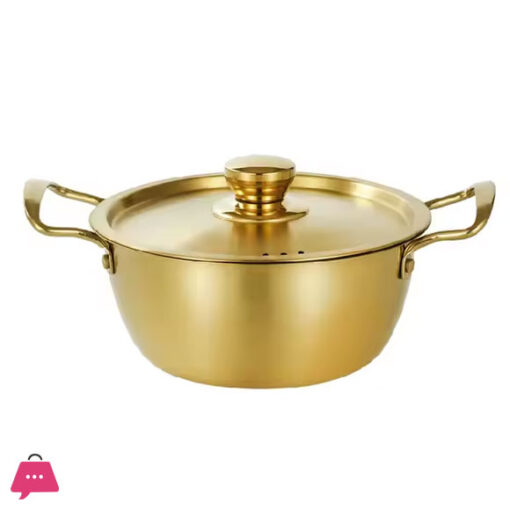 Golden Pot Koreanstyle Noodle Pot with Double Handles Cooking Soup Pot stainless Steel -22CM